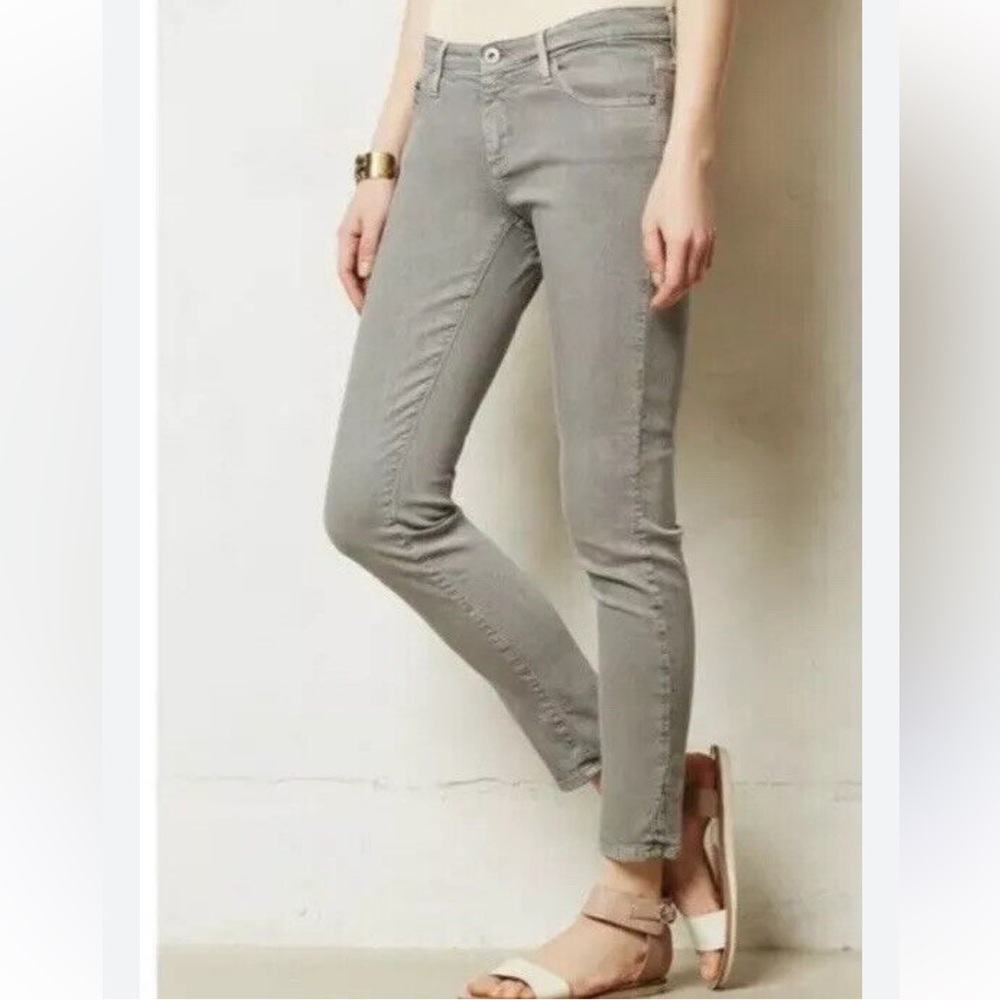 Adriano Goldschmied The Stevie Ankle - low rise 8” straight olive green jeans 27